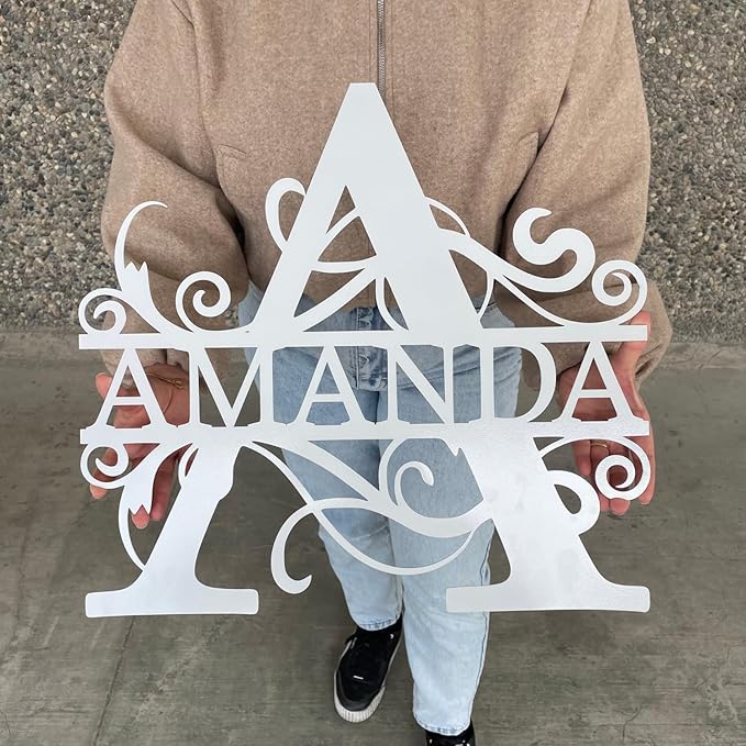 DecoSoul Personalized Metal Name Signs, Split Letter Monogram Wall Art Decor, Durable Steel Family Last Name Decor, Custom Signs Indoor or Outdoor, Personalized Wedding Gifts, Housewarming Gift