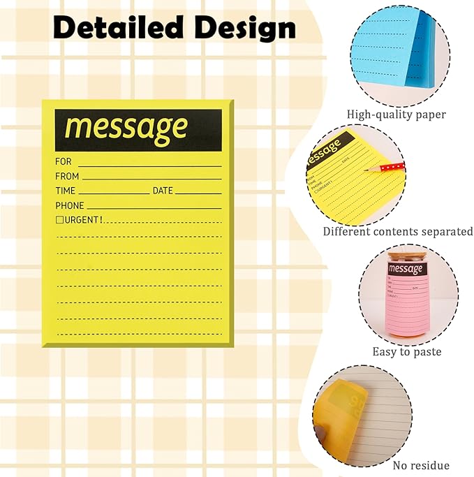 9 Pieces Phone Message Pads for Office, Big Sticky Notes for Wall, Assorted Colors Funny Office Sticky Notes, Urgent While You were Out Message Pad, Work Call, Teacher Supplies (with Black Frame)