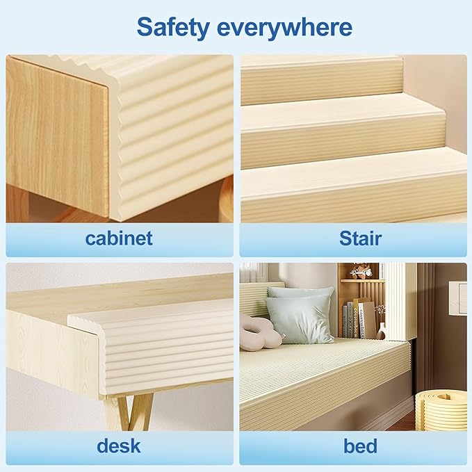 Edge Protector,Baby Proofing Baby Edge Protector Strip Safety,Soft Rubber Foam Padding,Edge Corner Guards Protector Corner Edge Bumpers for Furniture (Black, 6.56Ft x 3.15" W x 0.31" Th)
