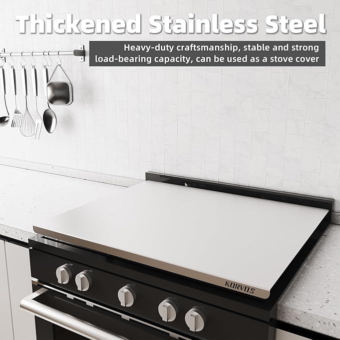 KORVOS Stainless Steel Cutting Boards for Kitchen, Food Grade 304 Stainless Steel Cutting Board with Lip, Metal Prep Board for Meat Fruits & Baking, 15.7" x 19.7"