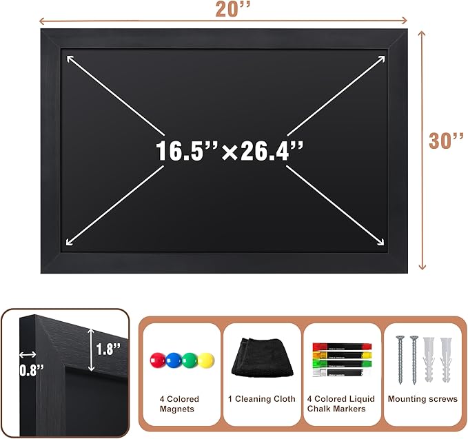 SELEAD Magnetic Chalkboard Words Sign - 20" x 30" Solid Wood Black Frame Wall Decor Bulletin Black Board for Home Kitchen, Business, Restaurant, Farmhouse