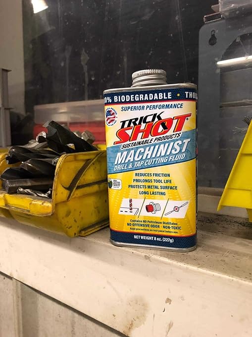Premium USA-Made Cutting Oil & Fluid | 8 oz. Metal Can with Nozzle Cap | Non-Toxic, Eco-Friendly, NSF H1 & USDA Certified | Ideal for Metal Cutting, Tooling, and Machinist Applications by Trick Shot®