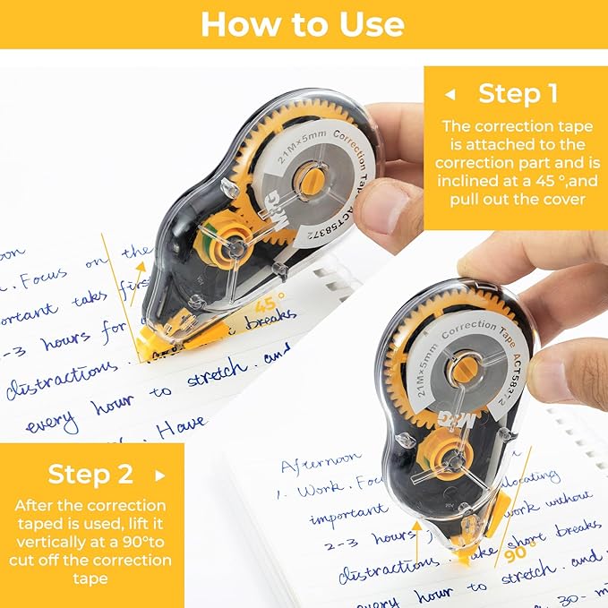 M&G 12 pack 68.9 Feet correction tape,826.8FT/ 252M in total, Correction tape bulk for Office, Note Taking, Journal,Easy to Use Applicator for Instant Corrections