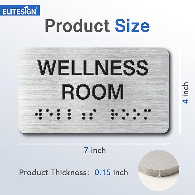 Manager's Office Signs with Raised Text & Grade 2 Braille, Brushed Aluminum/Silver Finish Easy Install with Double-Sided Tape, ADA Compliant Office Door Sign