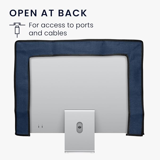 kwmobile Dust Cover for 20-22" Monitor - Linen Monitor Display Protector - Protect Your Computer Screen - Blue Grey