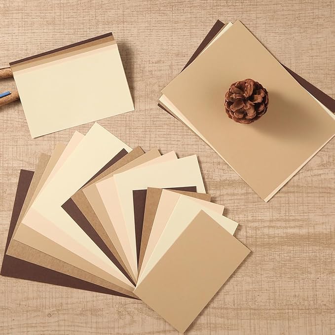 50 Sheets 4x6 Colored Cardstock Paper 5 Colors Blank Flash Cards, 250 GSM Heavy Card Stock for DIY Art Projects, Cards (Brown)