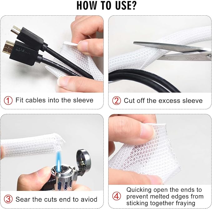Moxita 10ft - 1/2 inch Cable Sleeve Split Wire Loom Tubing for Power Audio USB Cable, Cord Management for TV Computer, Protects from Pets Chewing, White