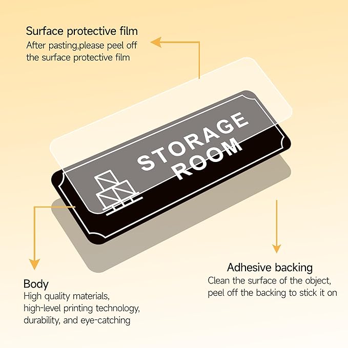 Storage Room Door Sign for Business, Self-Adhesive Durable Modern Storage Room Sticker, UV and Weather Resistant Authorized Personnel Only Signs for Home, Business, Restaurants, Private Area