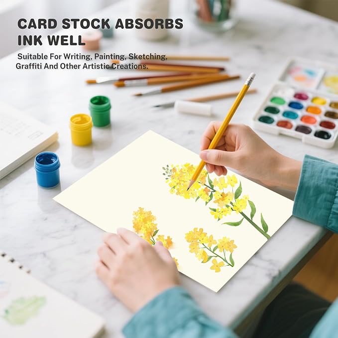 Cream Cardstock 8.5 X 11, 40 Sheets Card Stock, 75lb/ 200gsm Copy Paper, Cardstock Printer Paper For Art, Drawing, Invitations, DIY Cards, Craft, Construction, School & Office Supplies