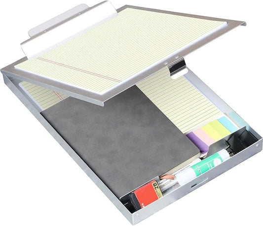 ROCOFF Metal Clipboard with Storage - Letter Size Aluminum Clipboards, Heavy Duty Storage Clipboard - Great for Office, Jobsite or Classroom, Single Compartment
