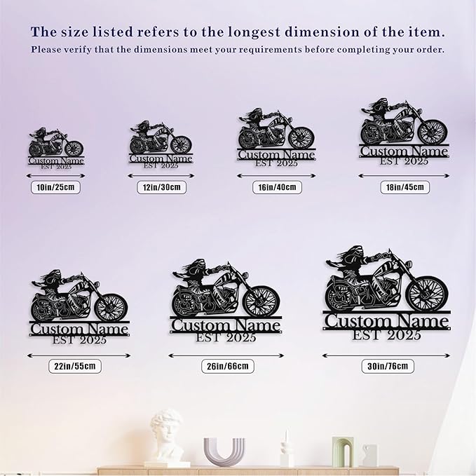 Custom Motorcycle Metal Sign Personalized Biker Name Sign Motorcycle Wall Art Motorbike Signs Garage/Man Cave Decor Gift for Bikers Men Husband