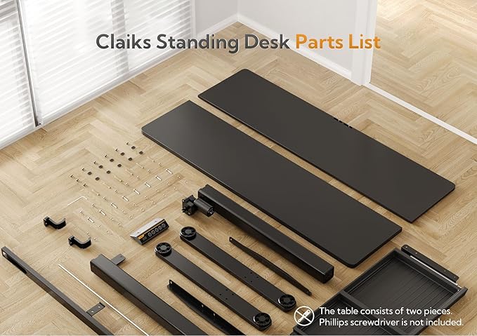 Claiks Standing Desk with Drawers, 55x24 Inch Electric Adjustable Height Stand Up Desk Computer Workstation, Black