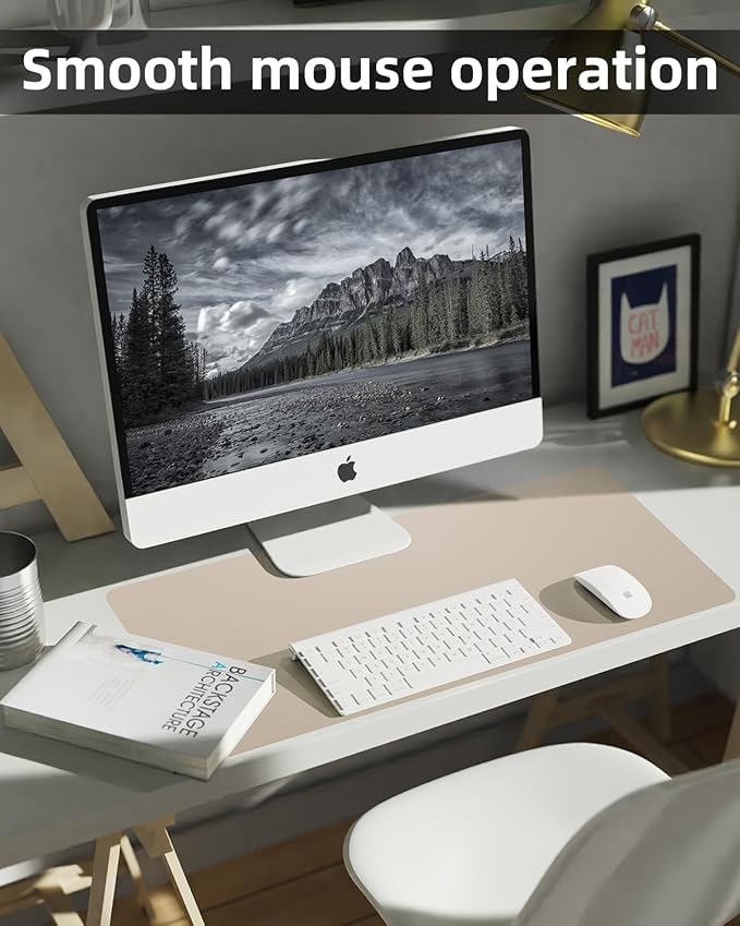Small Desk Mat,Leather Desk Pad Protector,Desk Mouse pad,Office Desk mat,Laptop Mat for Desk, Non-Slip PU Leather Desk Blotter,Waterproof Desk Writing Pad for Office/Home(31.5"x15.7",Apricot)