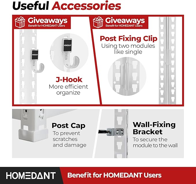 HOMEDANT 5 Tier Storage Shelves Adjustable Laminated Boltless Garage Metal Shelving Unit Heavy Duty Utility Rack Shelf Warehouse Pantry Closet Kitchen (2, (XL Deep) 48.1" W, White)