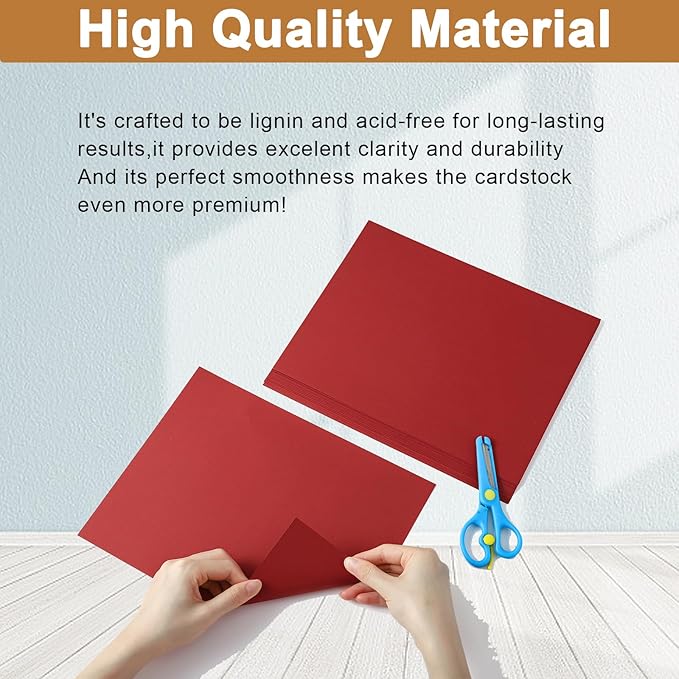 Silunkia 300 Sheets Christmas Red Cardstock 8.5 x 11 Printer Paper, 75lb Heavyweight Dark Red Paper Card Stock for Cards Making, Greeting Cards, School Crafting, Wedding Invitations