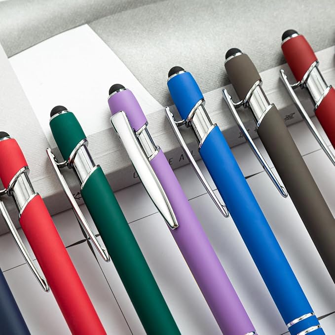 HEYZARDA Personalized Pens with Name Text Logo Custom Ballpoint Pen for Business Office Events with Stylus for Touchscreen 20 Pcs Purple