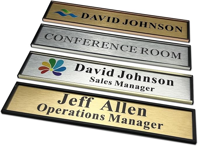 SINKAA Personalized Name Plate for Door or Wall, 2 * 10 inch Custom Office Aluminum Door Name Plates with Two Lines Custom Text, Office Gifts for Coworkers Boss Teacher, Employee Appreciation Gifts