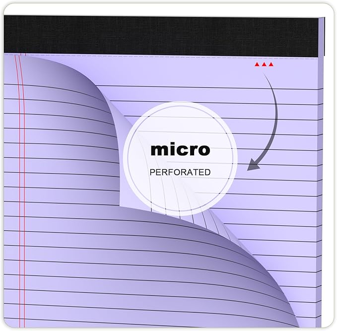 AILZFEI Colored Legal Pads 8.5 x 11 Note Pads, Wide Ruled Sturdy Back Writing Pads 30 Sheets/Pad, 20lb Colored Paper, Perforated Notepad with Sturdy Back (4 Pads)