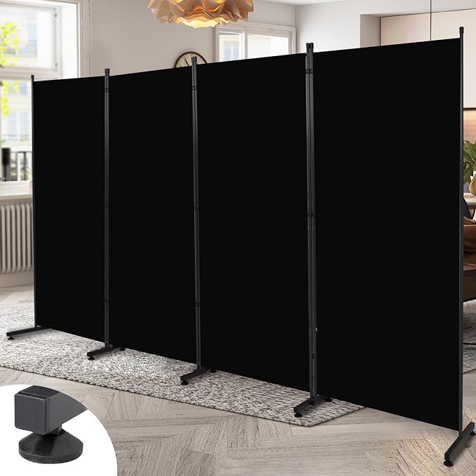 Room Divider 6FT 4 Panel Privacy Screen, 136'' Wide Fabric Indoor Room Divider Wall Divider for Room Separation, Portable Room Partitions and Dividers Freestanding Temporary Wall Room Separators