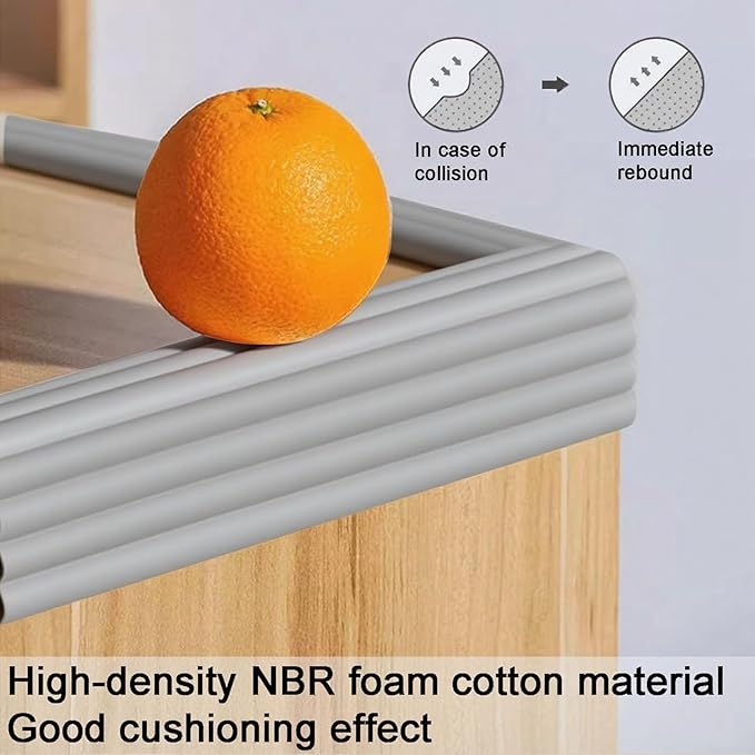OYKSHDF Proof Edges Corner Protector, 2pcs 78.7in/200cm Furniture Safety Bumpers Guard Padding, Soft NBR Rubber Foam Adhesive Cushion, Fireplace Cabinets Table Desk Edges & Sharp Corners (Gray)