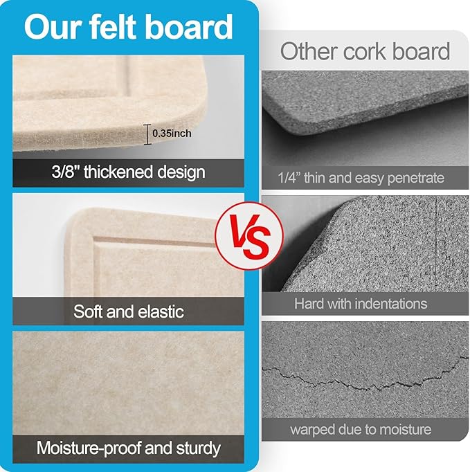 Large Felt Bulletin Board for Wall, 24"x18" Frameless Picture Board, Soft Felt Cork Board for Office, Home Planning & Office Wall Decor, Easy Install Pin Board