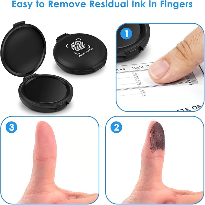 ERKOON 22 Pack Fingerprint Ink Pads, Thumbprint Ink Pad for Notary Supplies Identification Security ID Fingerprint Cards Fingerprint Black