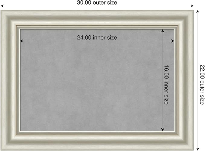 Amanti Art Silver Framed Magnetic Board 22x30 Medium Vision Board for use with Magnets, 100% Metal Sheet to Display Items as Office Decor or for Home Organization in mudroom, Kitchen or Kids Room