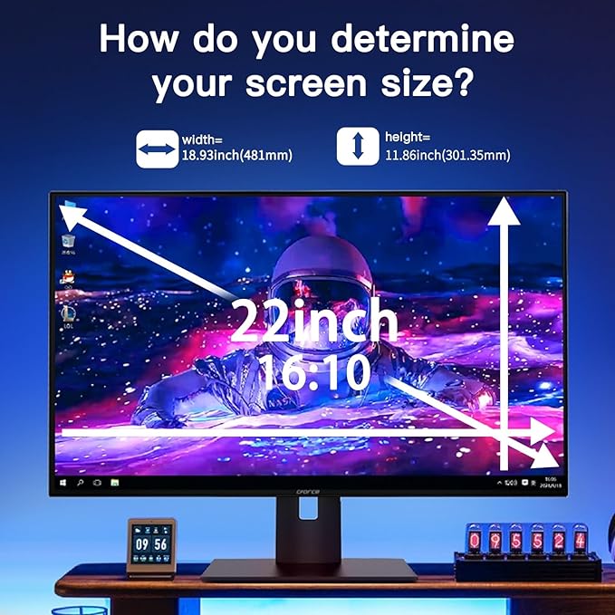 22 Inch Magnetic Hanging Computer Privacy Screen for 16:10 Widescreen Monitor, Removable Privacy Screen Anti Glare Blue Light Computer Screen Privacy Shield, Anti-Scratch 22 in Protector Film