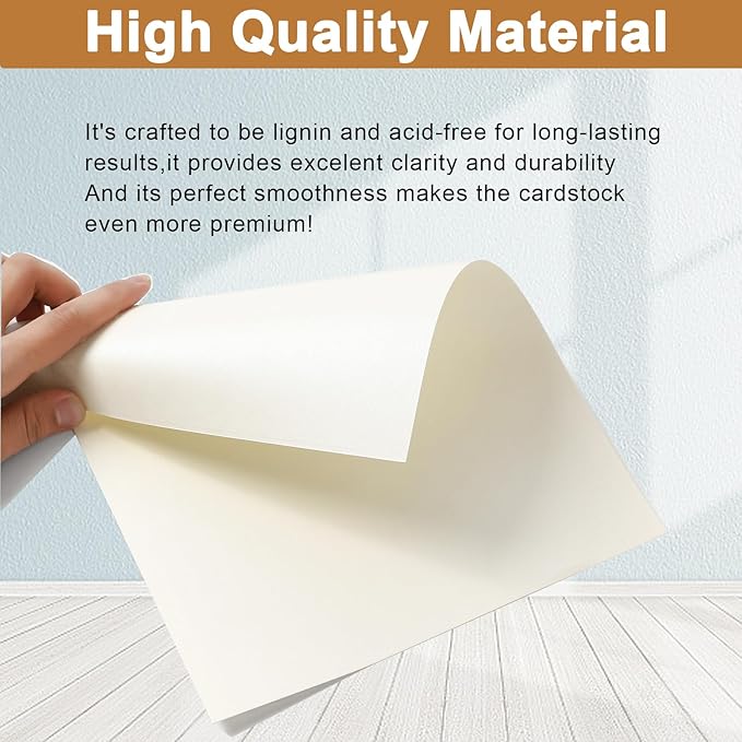 Silunkia 28 Sheets Cream Shimmer Cardstock 8.5 x 11 Off White Paper, 92lb Heavyweight Glossy Paper Card Stock for DIY Cards Making, Business Cards, Wedding Invitations, School Crafting, Menus