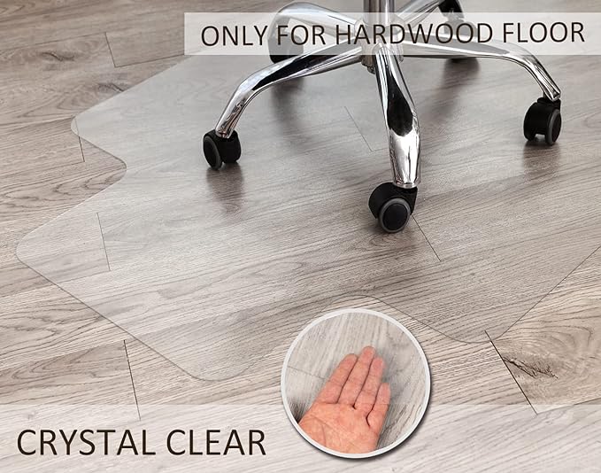 Office Chair Mat for Hardwood Floor, 48”x 36” Clear Floor Protector Mat for Office Chair, Vinyl Desk Chair Mat for Hard Floors, Easy Glide for Chairs