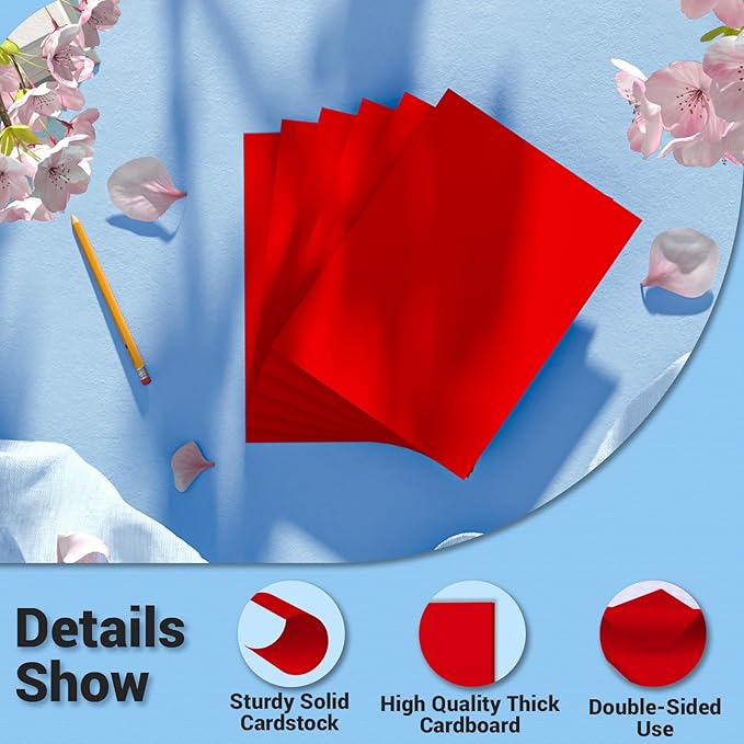 Cardstock 8.5 x 11, Thick Printer Paper 75 lb/200 gsm, 40 Sheets Card Stock Red, Christmas Card Stock, Art CardStock Paper for Invitations, Diy Cards, Business Cards, Menus, Crafts, Drawing etc