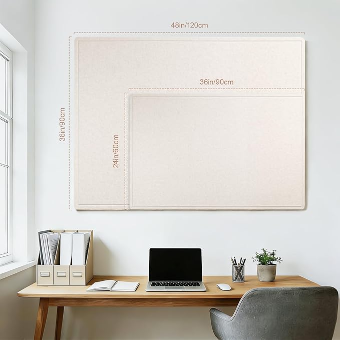Large Vision Board 48x36, Thicken Felt Pin Board for Living Room or Home Office, Ideal for Family Goals, Photos, Notes with 20 Pushpins and 20 Postcards, Oatmeal