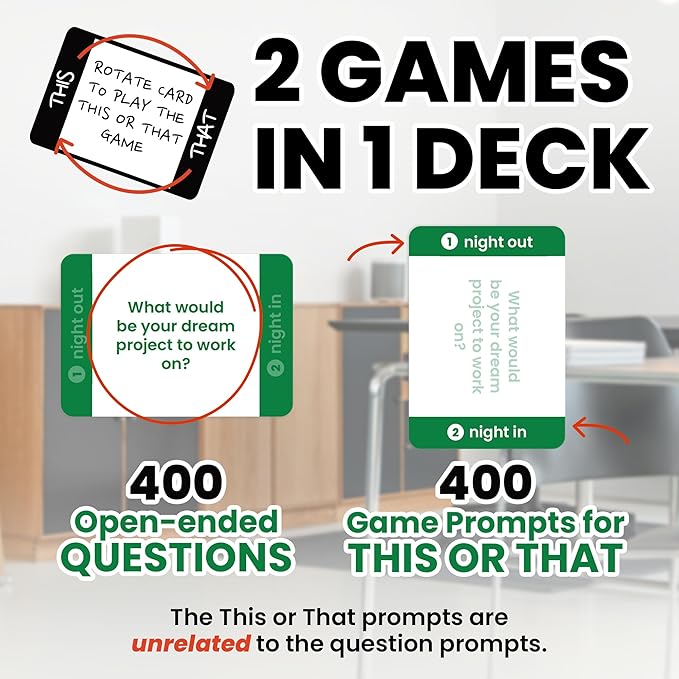 400 Conversation Cards for Coworkers – Two Fun Teambuilding Games for Work – 2.5" x 1.75" Icebreaker Question Cards to Get to Know Your Colleagues and Improve Team Dynamics