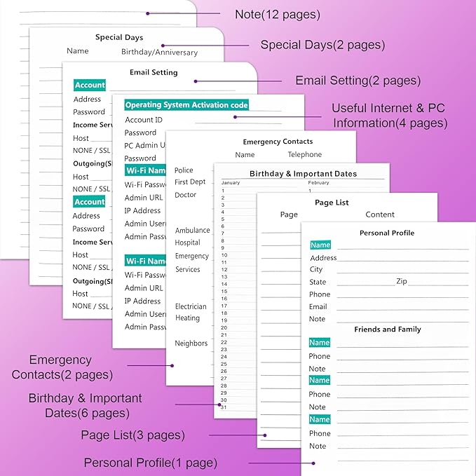 BLESWIN Address Book with Alphabetical Tabs, Hardcover Address Book for Record Contacts, Small Address Book to Store All Your Important Informations in One Place, 6.1x4.7" – Purple