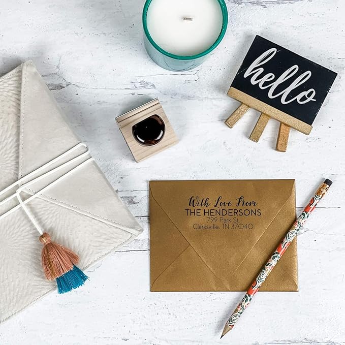 Self Inking Modern Address Stamps | Custom Return Address Stamper (with Love from, Large)
