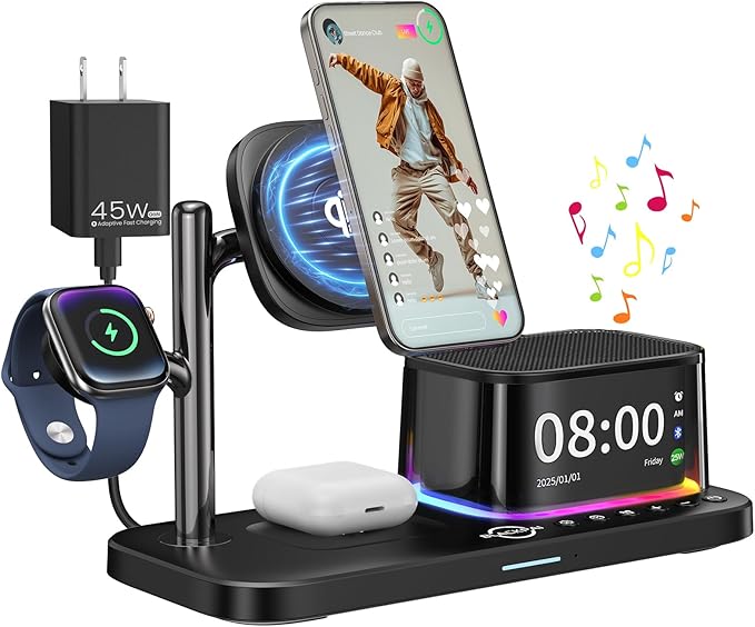 BLACKPAI 6-in-1 Wireless Charging Station for Multiple Apple Devices (Black)