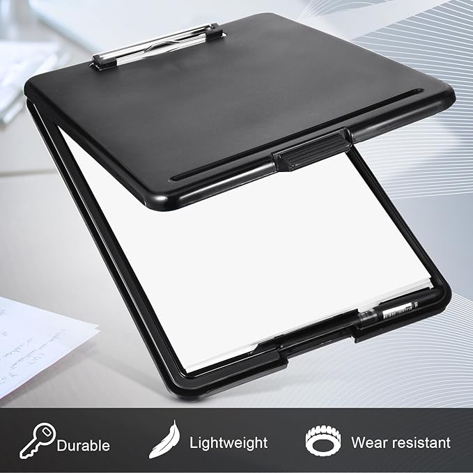 Mimorou 5 Pcs Clipboard with Storage,9.5 x 13.5 Inch Plastic Heavy Duty Foldable Clip Board with Pen Holder Low Profile Clipboard for Nurse Teacher Classroom Office Back to School Supplies