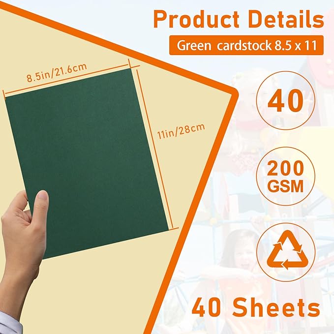 Guakicae 40 Sheets Dark Green Cardstock 8.5 x 11 Craft Paper, 75lb Premium Christmas Green Card Stock for DIY Making Cards, Office Printing, Party, Greeting Cards
