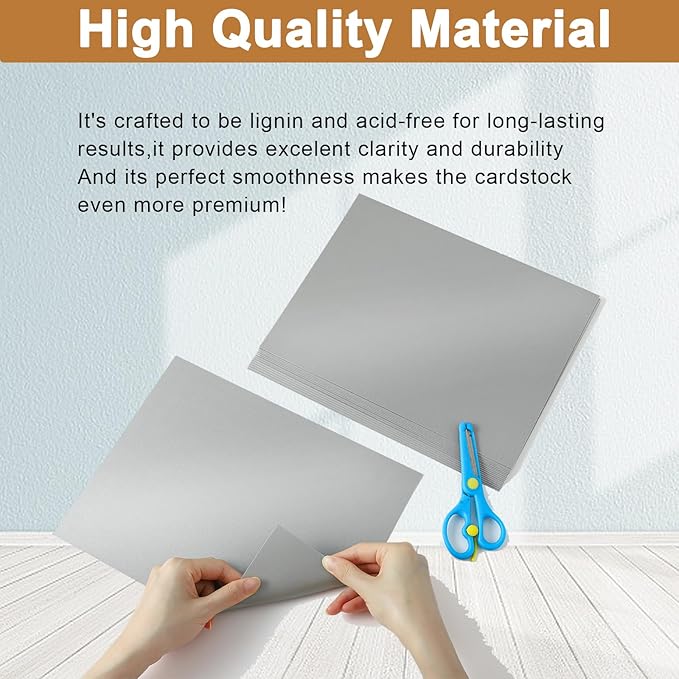 Silunkia 100 Sheets Silver Shimmer Cardstock 8.5 x 11 Crafts Paper, 200gsm/75lb Heavyweight Glossy Paper Card Stock for Office Printing, Business Cards, Wedding Invitations, Anniversary Card
