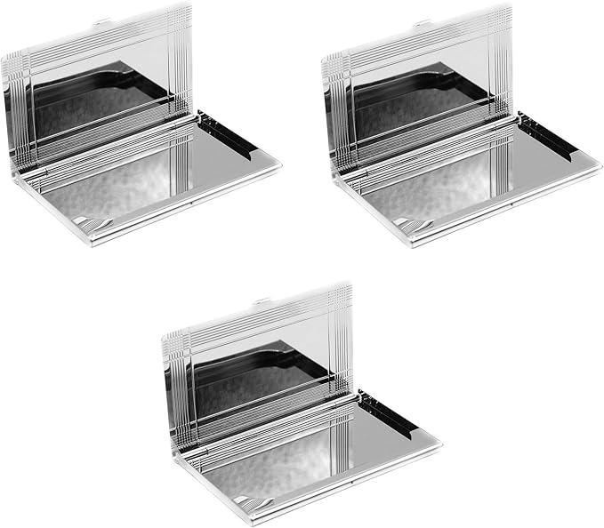Stephanie Imports Set of 3 Slim & Minimalist Metal Business Card Holder Unisex Case (Silver Crossing)