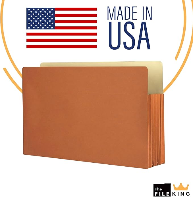The File King Expanding Accordion File Folder - Legal Size | Box of 10 Redropes | 3.5” Expansion | Store and Organize Papers | Keep Records in One Place | Save Time Searching