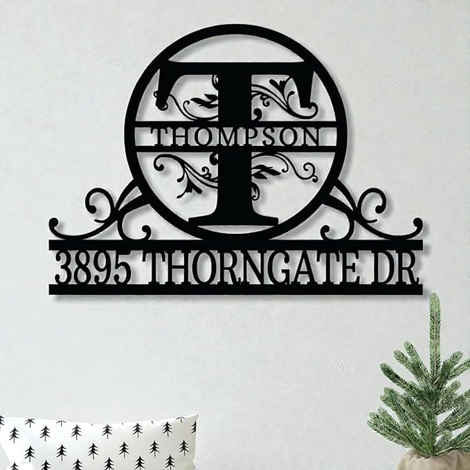 Custom Metal Signs | Personalized Monogram Name Sign | Outdoor Wall Art for Family Name | Custom Name Metal Sign with LED light, Last Name, Anniversary, Wedding Gifts for Women, Wife, Parents, couple (Design 10)