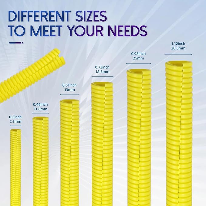 Split Wire Loom Tubing, 10,25ft Cord Protectors from Pets No Chew, Flexible Wire Covers Cord Protectors, Protective Split Cable Sleeve for Automotive Home Industrial Wires(Yellow, 0.73inch-25ft)