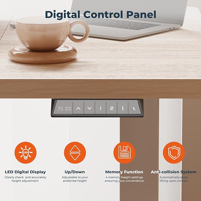 FitStand Standing Desk,Large 79x31 Inches Height Adjustable Stand Up Desks with Cable Management, Home Office Computer Desk with Cup Holder & Memory Preset, White Wood Grain