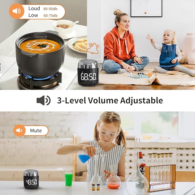 MeesMeek Digital Kitchen Timer,Countdown Countup Timer with Large LED Display Volume Adjustment,Timer for Cooking, Classroom Time for Kids and Teachers. (Silver)