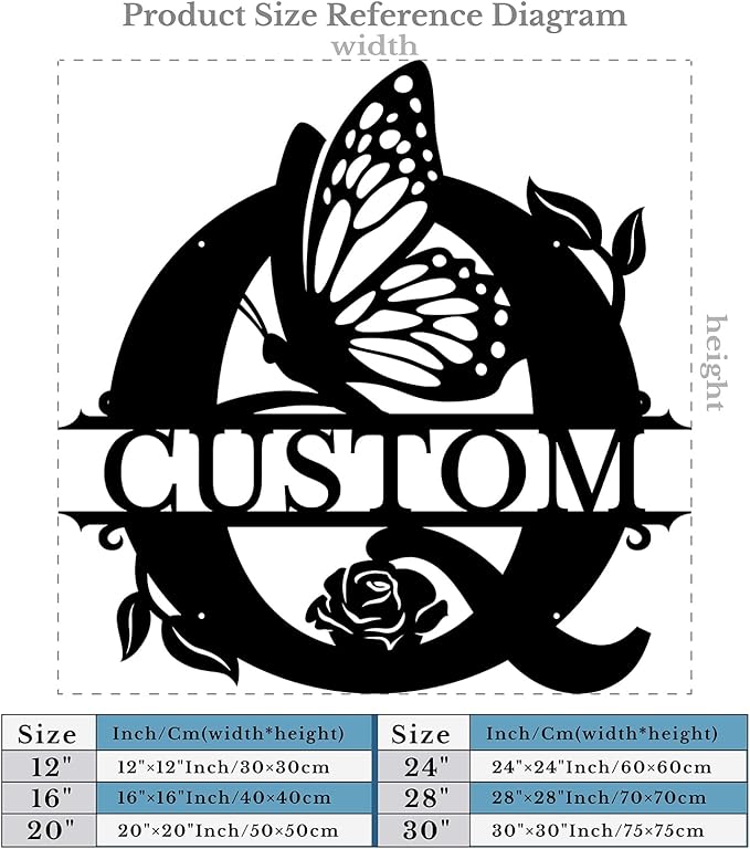 Personalized Custom Letter Name metal Signs,Custom Black Letter Monogram Wall Art Decor,Metal Signs Plaques Outdoor wall Decorative Signage (Q)