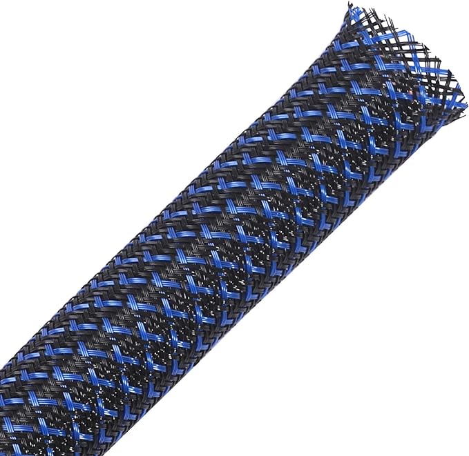 100ft - 3/8 inch PET Expandable Braided Sleeving – BlackBlue – Alex Tech Braided Cable Sleeve