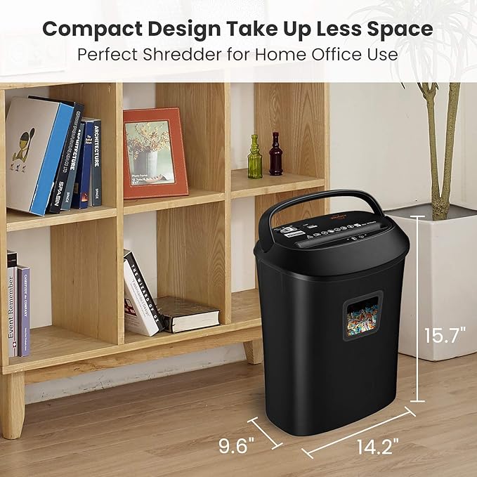 VidaTeco Paper Shredder 58dB 14-Sheet Cross-Cut Shredder with US Patented Cutter Shreds Card/CD, Heavy Duty Paper Shredding Machine for Home Office with Auto Jam Proof,6.6-Gallon Bin