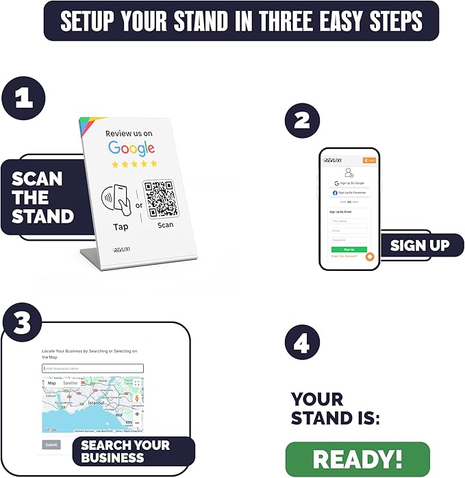 REVLIXI Google Review Stand (2 PCS) -Boost Google Reviews w/Reusable Google Review Tap Card Stand & QR Code Stand- No App No Subscription - Compatible with iPhone & Android - Grow with Google Reviews