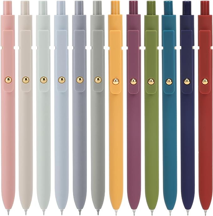 Ddaowanx Gel Pens, 0.5mm Quick Dry Black Ink Pens Fine Point Smooth Writing Pens, Cute Office School Supplies Gifts for Women (24 Pcs Vintage+Morandi-Black Ink)